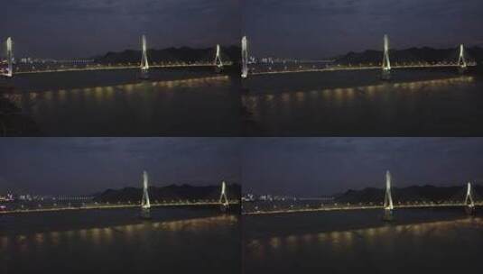 航拍武汉跨江大桥夜景高清在线视频素材下载
