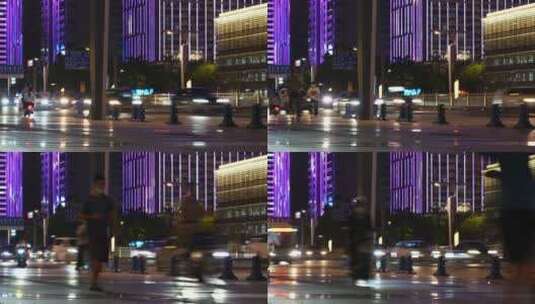 慢门拍摄城市夜晚车流高清在线视频素材下载
