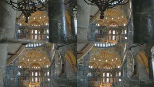 圣索菲亚大教堂的内部结构高清在线视频素材下载