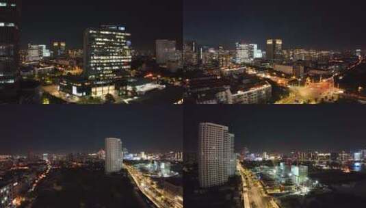 北外滩夜景航拍空镜高清在线视频素材下载