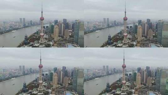 上海黄浦江景与陆家嘴金融区建筑风光高清在线视频素材下载
