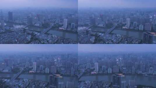 广州珠江大桥繁忙交通车流航拍景观高清在线视频素材下载