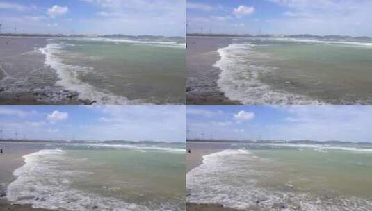 实拍平潭长江澳海岸线海浪风车高清在线视频素材下载