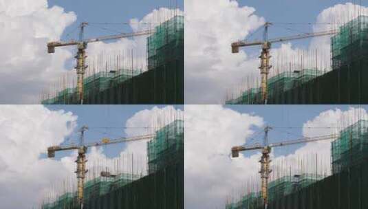 震撼建筑工地塔吊延时空镜高清在线视频素材下载