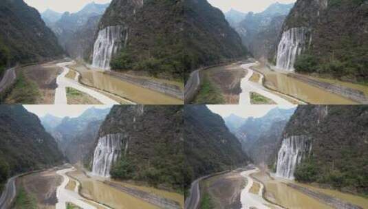 高岚大峡谷风景区·雨后瀑布高清在线视频素材下载