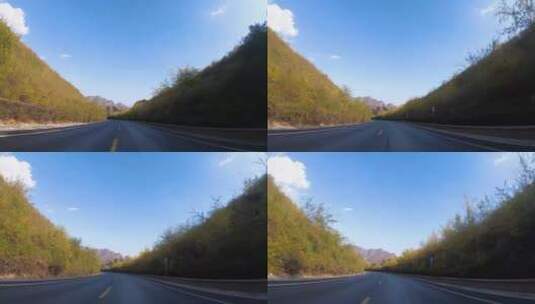 秋天草原公路行驶（第一视角）高清在线视频素材下载