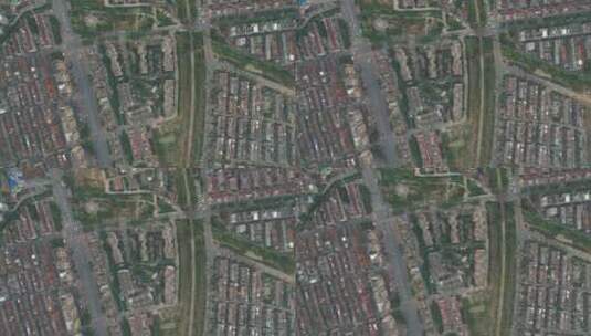 航拍俯看：卫星视角 城市居民小区高清在线视频素材下载