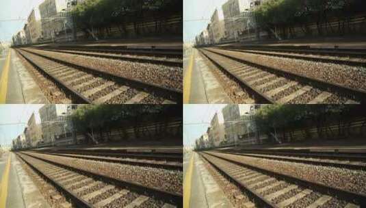 铁路轨道的特写镜头高清在线视频素材下载