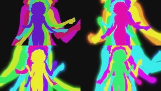 美女热舞的彩色背影高清在线视频素材下载
