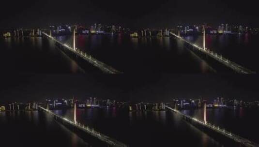 杭州西兴大桥夜景高清在线视频素材下载
