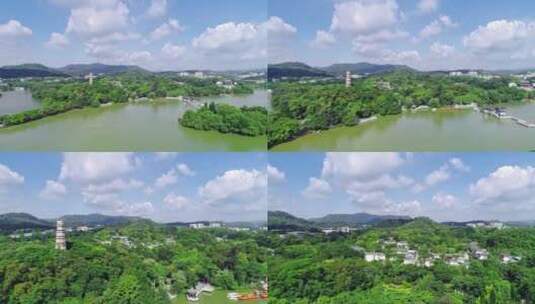 惠州城市风光惠州西湖航拍视频高清在线视频素材下载
