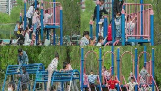 公园玩耍娱乐儿童假期生活(3k分辨率)高清在线视频素材下载