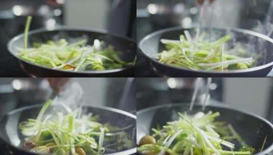 烹饪菜肴的慢镜头高清在线视频素材下载
