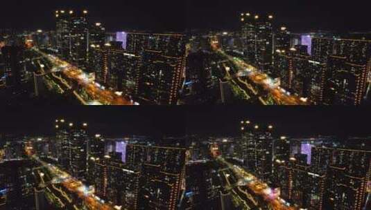 杭州未来科技城夜景航拍高清在线视频素材下载