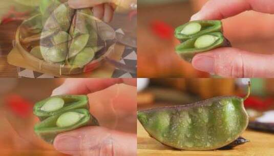 紫扁豆 新鲜扁豆 扁豆角高清在线视频素材下载