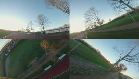 无人机旋转拍摄跑道高清在线视频素材下载
