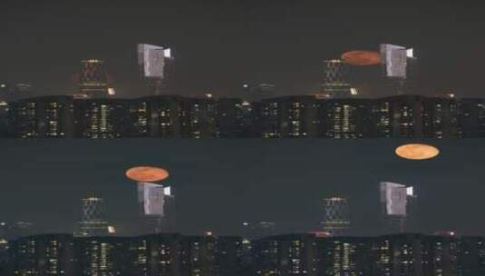 广州高楼大厦月升满月高清在线视频素材下载