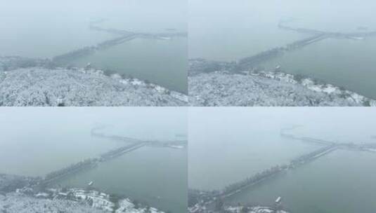 武汉东湖风景区冬季雪景风光高清在线视频素材下载