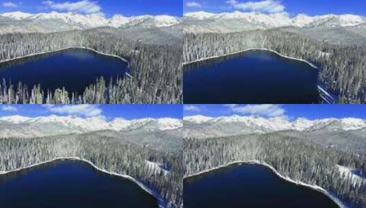 4K冬日冬季滑雪雪景雪山树林森林云彩白云高清在线视频素材下载