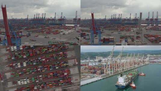 港口海运物流集装箱运输航拍高清在线视频素材下载