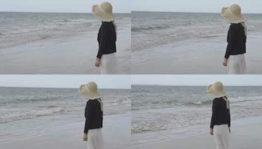 伤感美女一个人海边孤独高清在线视频素材下载