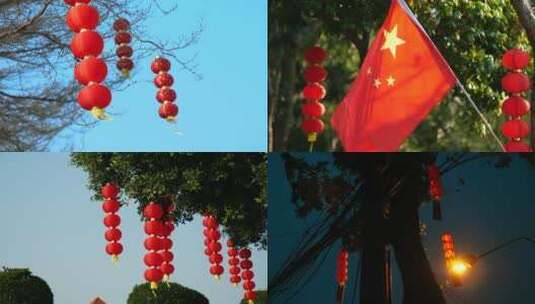 春节喜庆氛围大红灯笼高高挂4k视频素材高清在线视频素材下载