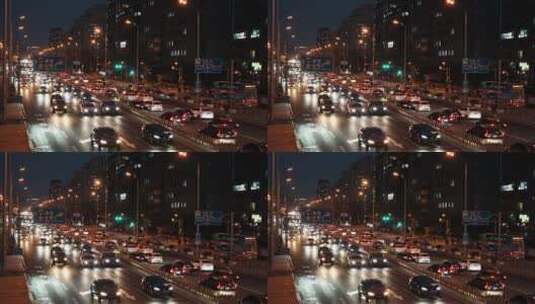 夜景街道 夜景车流 城市夜景高清在线视频素材下载