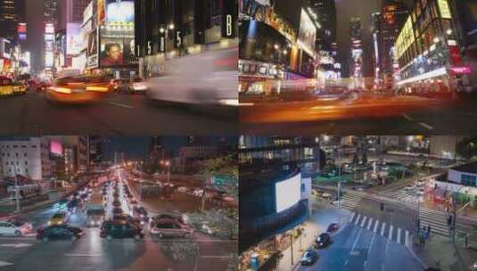 城市夜晚车流延时合集高清在线视频素材下载