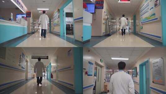 医院医生背影逆行脚步逆行者走路高清在线视频素材下载