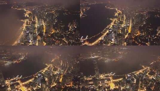 航拍香港IFC金黄夜景高清在线视频素材下载