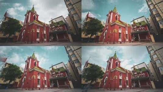 哈尔滨教堂建筑延时摄影高清在线视频素材下载