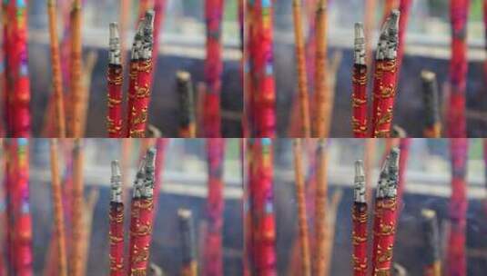 实拍寺庙香烛香火青烟高清在线视频素材下载