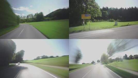 汽车沿路行驶的加速景象高清在线视频素材下载