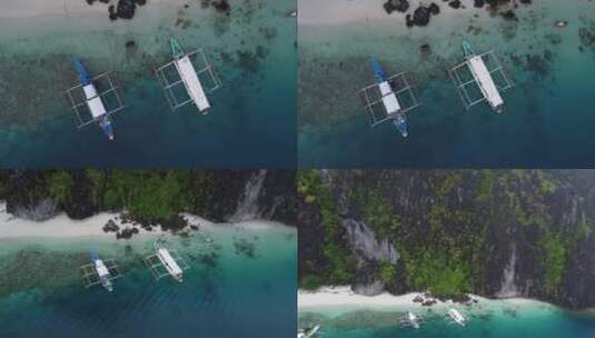 船的空中视频，绿松石水颜色尼多巴拉望菲律宾高清在线视频素材下载