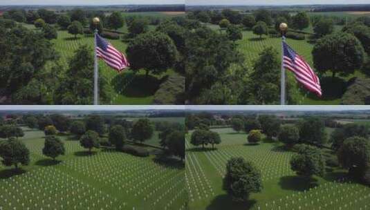 荷兰美国军事公墓的白十字架高清在线视频素材下载