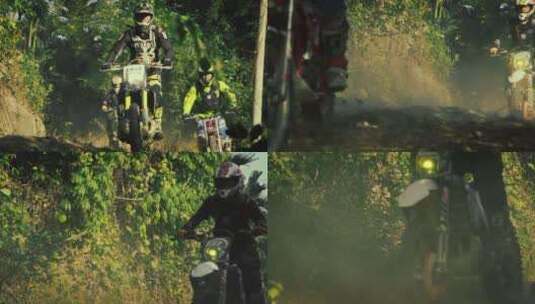 越野摩托 高赛  在山地丛林赛道比赛高清在线视频素材下载