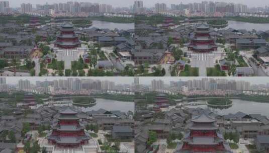 河北沧州南川楼历史文化街区航拍高清在线视频素材下载