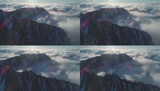 航拍川西雪山巴郎山美丽风景高原地貌高清在线视频素材下载