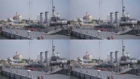 青岛海军博物馆军舰高清在线视频素材下载