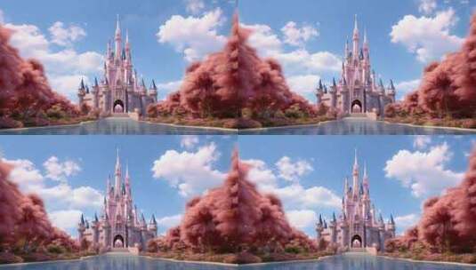 粉色城堡高清在线视频素材下载