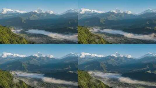 尼泊尔 安纳普尔纳 喜马拉雅 鱼尾峰高清在线视频素材下载