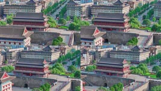 西安城墙建筑 永宁门风光高清在线视频素材下载