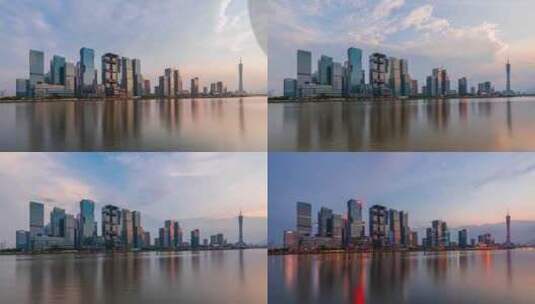 8K实拍广州琶洲西区建筑群日转夜高清在线视频素材下载