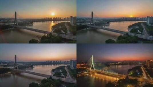 福州三县洲大桥落日高清在线视频素材下载