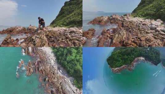 杨梅坑礁石海岸高清在线视频素材下载