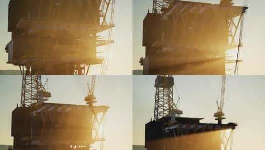 海上钻井平台石油开采高清在线视频素材下载