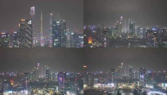 广州珠江新城灯光秀夜景航拍高清在线视频素材下载