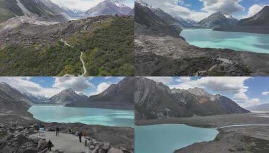 航拍新西兰库克山国家公园河流美景高清在线视频素材下载