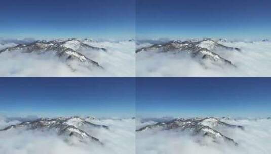 航拍高空云雾云海冬天雪山自然风景高清在线视频素材下载