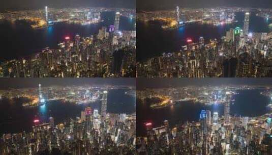 香港维港蓝调夜景航拍延时高清在线视频素材下载